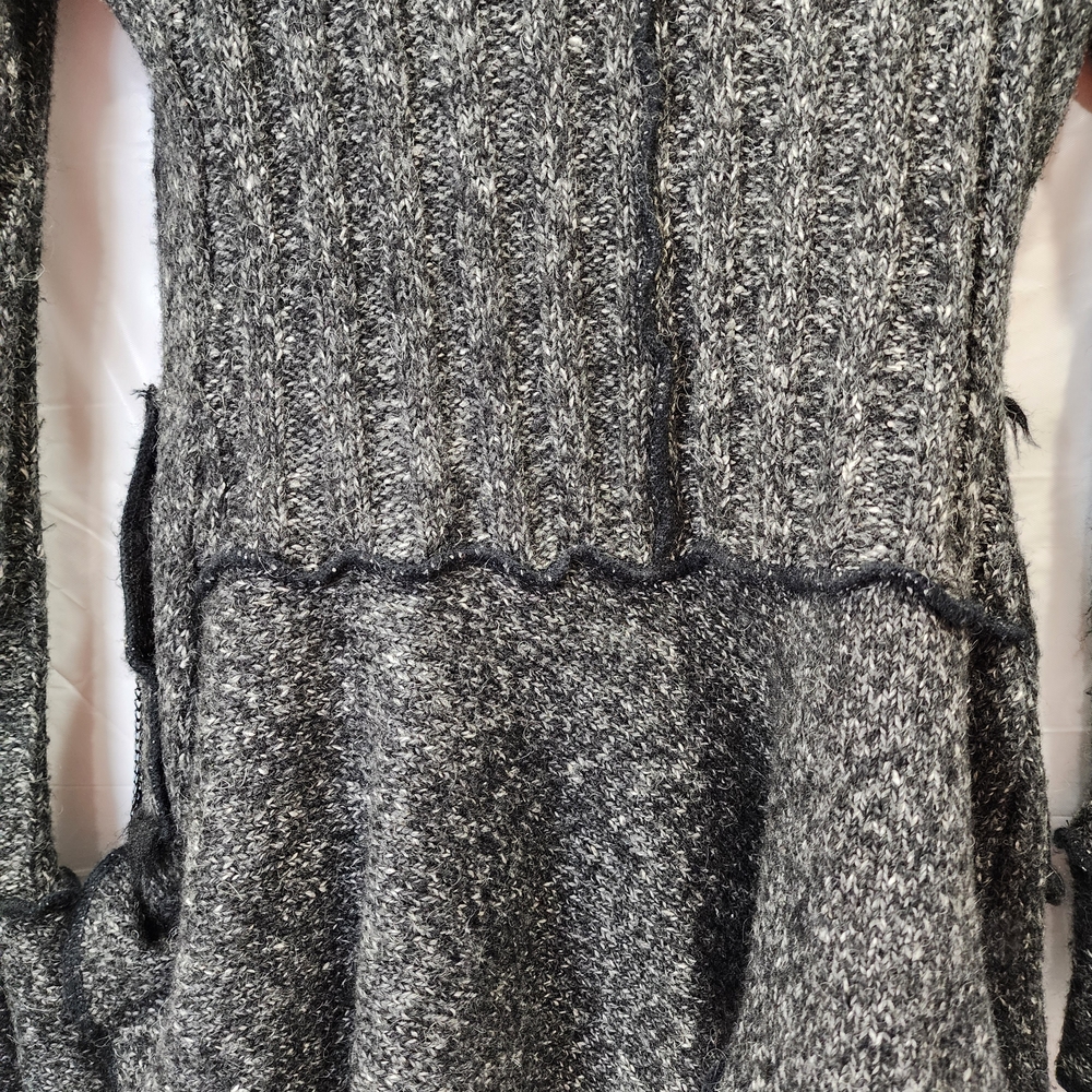Romantic Knit Cardigan Charcoal Gray Ruffle Trim Vintage Style Button Front Size - Picture 11 of 14
